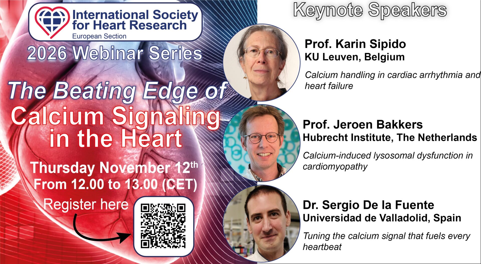 ISHR-ES 2026 Webinar Series: The Beating Edge of Calcium Signaling in the Heart, Thursday 12 November, 12:00–13:00 CET
